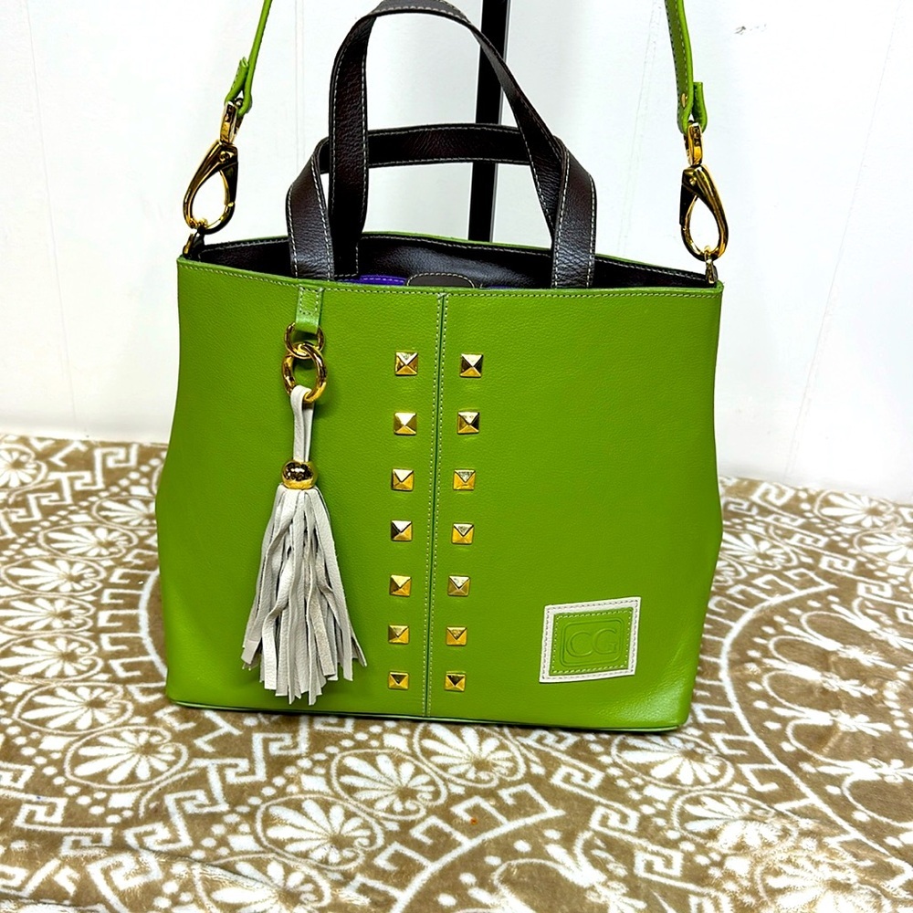 Claudia G Leather Satchel/Shoulder Bag Made in Colombia